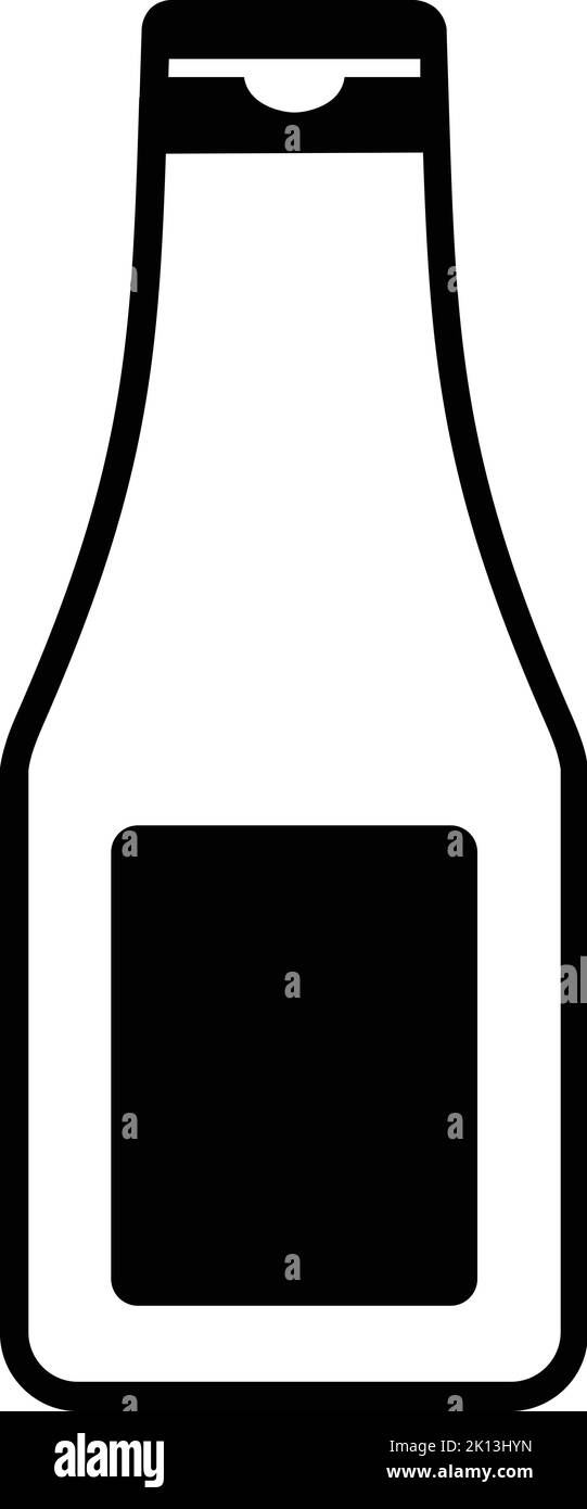 A simple digital black and white vector of the outline of a ketchup ...