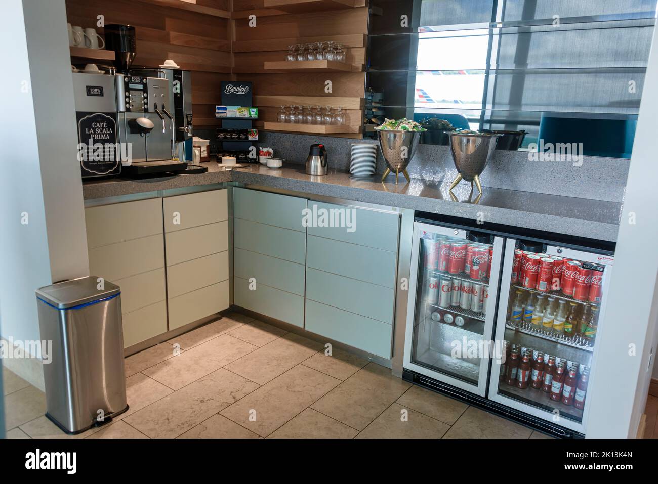 Coffee station in the business lounge of Dublin Airport, Ireland Stock Photo