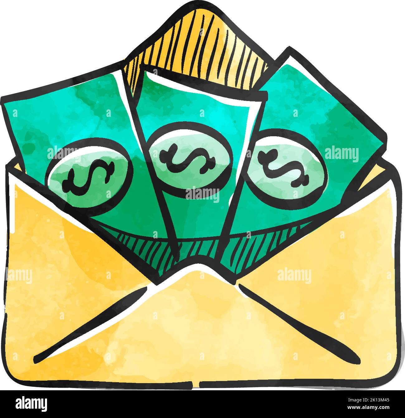 Money envelope icon in watercolor style Stock Vector Image & Art Alamy