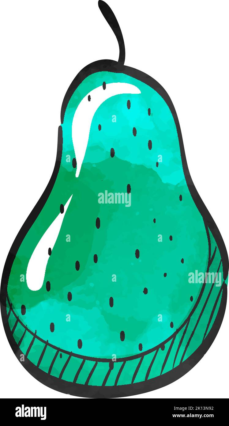 Pear icon in watercolor style. Stock Vector
