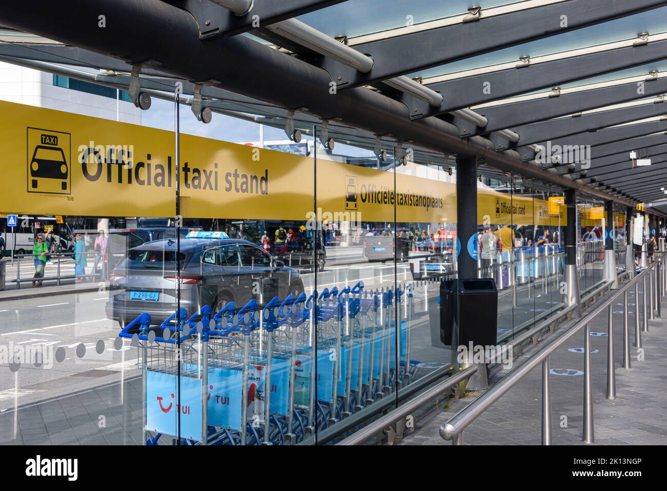 Official taxi stand, Schiphol Airport, Netherlands Stock Photo