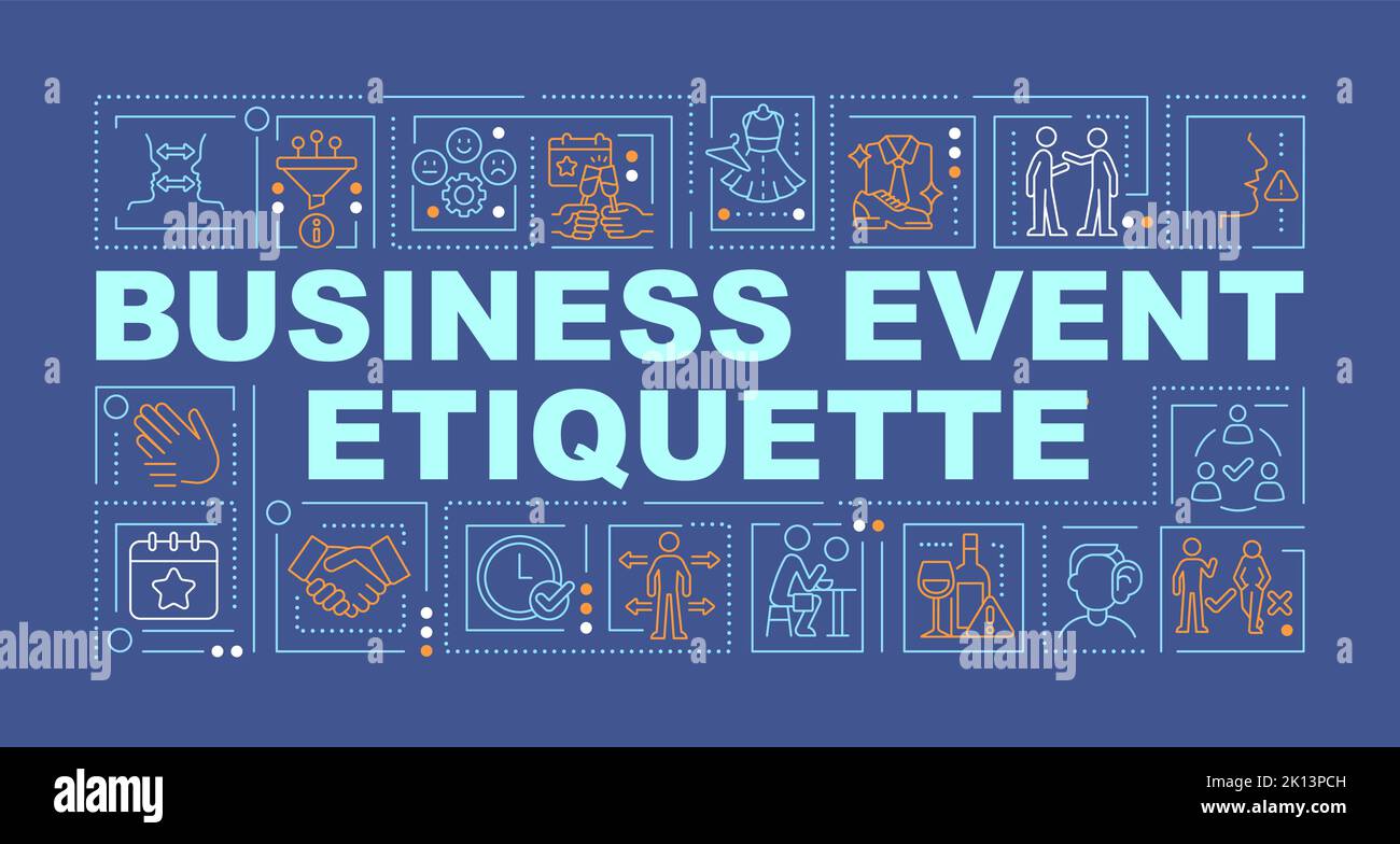 Business meeting etiquette word concepts dark blue banner Stock Vector ...