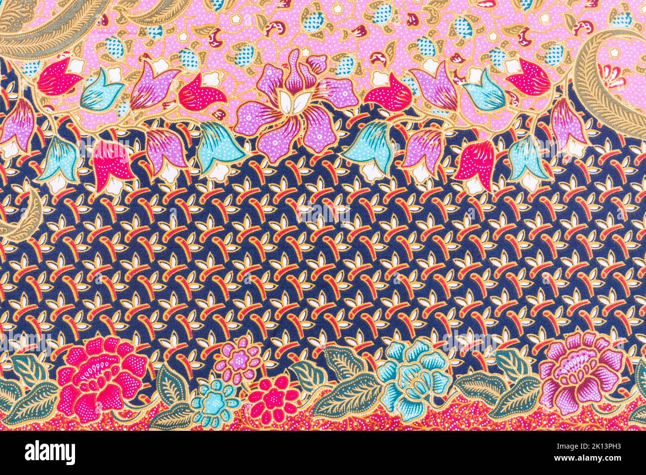 Batik sarong pattern background in Thailand, traditional batik sarong in Asian. Stock Photo