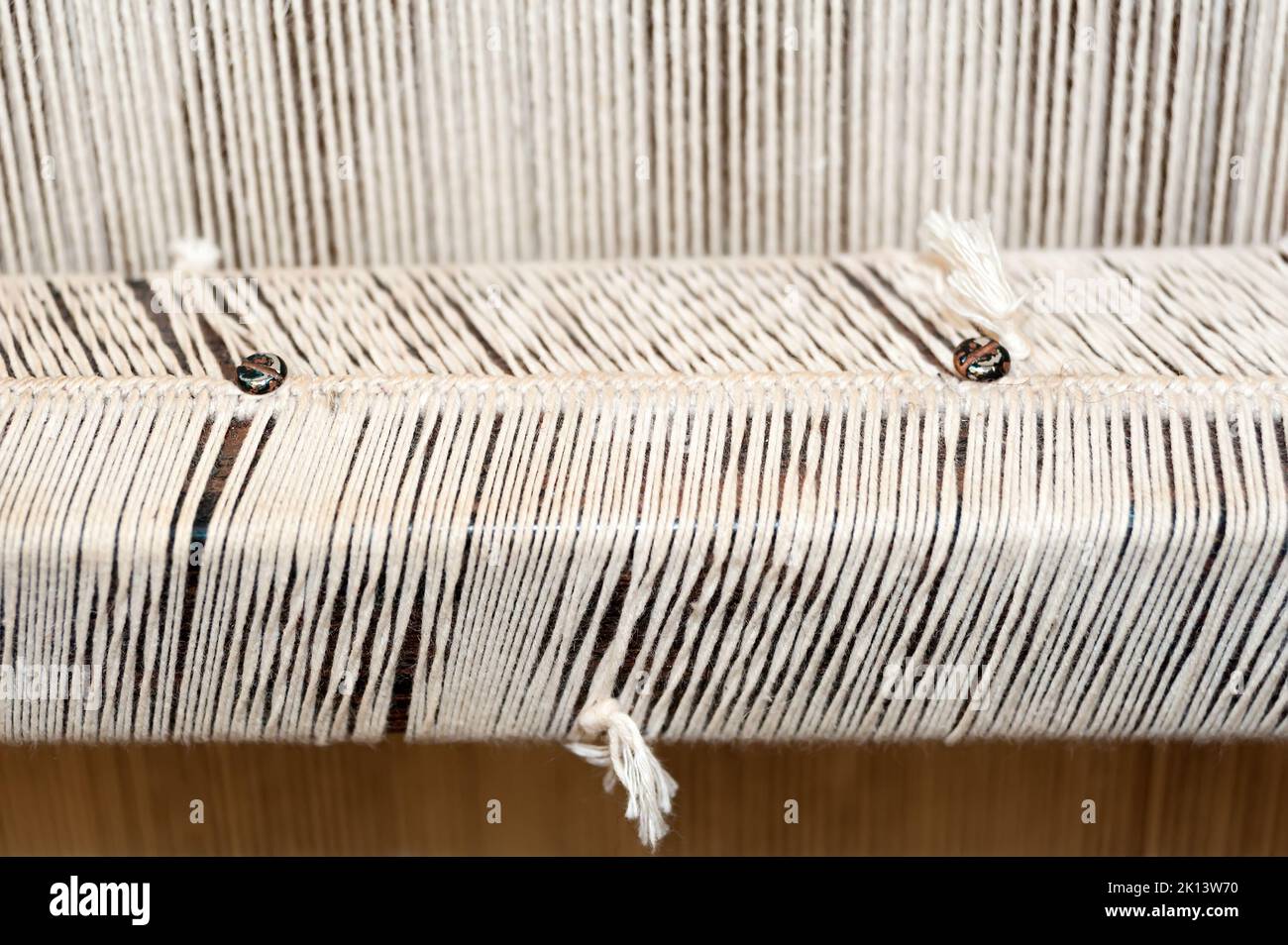 Traditional weaving loom. Thread detail Stock Photo Alamy