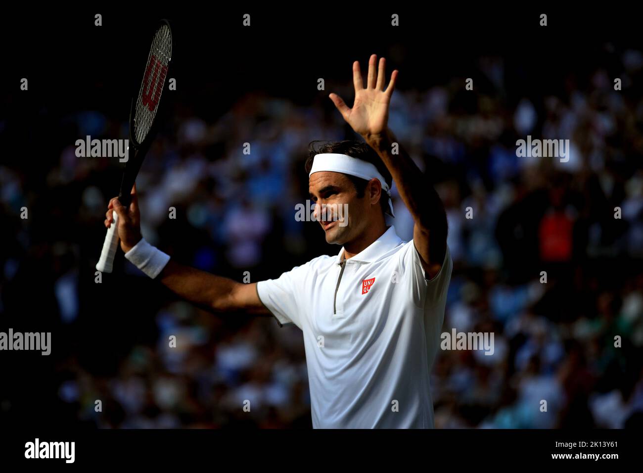File photo dated 10-07-2019 of Roger Federer, who has announced he will retire from professional tennis after the Laver Cup. Issue date: Thursday September 15, 2022. Stock Photo