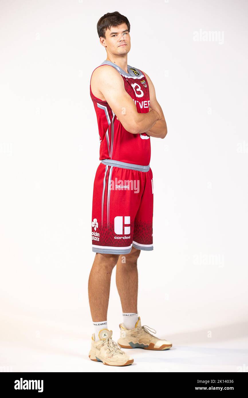 Antwerp's Niels De Ridder poses at a photoshoot of Belgian Basketball