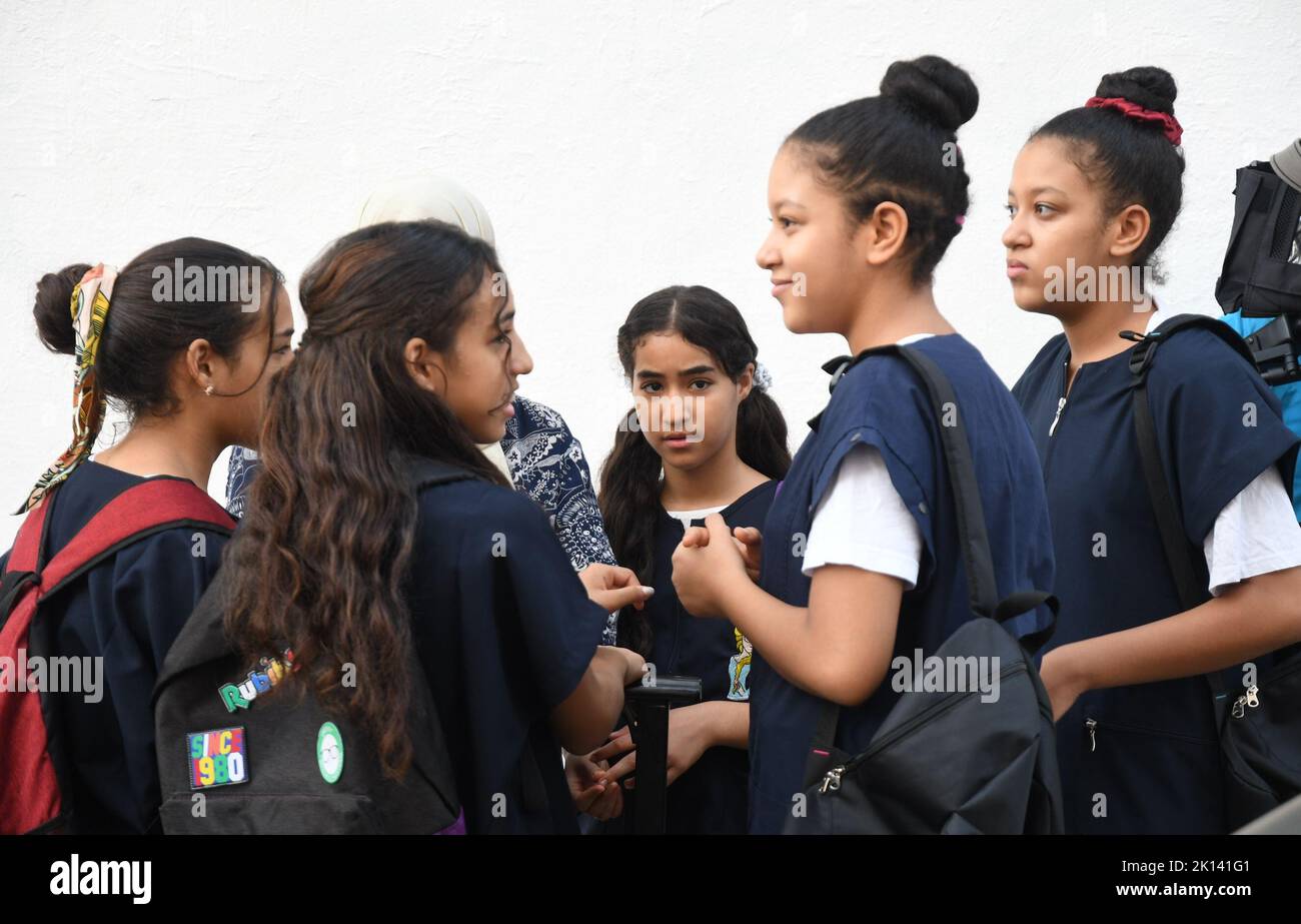 Tunis, Tunisia. 15th Sep, 2022. Students wait to enter their school in