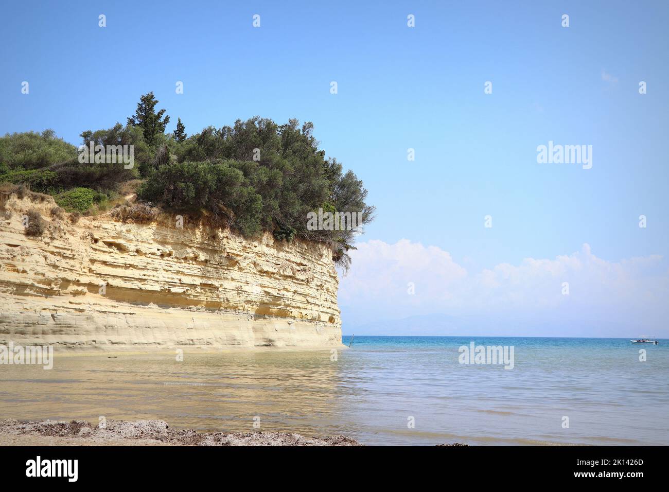 Beautiful landscape with cliffs popular Canal of Love , Canal d'Amour on the island of Corfu, Greece. tourist attractions. amazing charming place Stock Photo