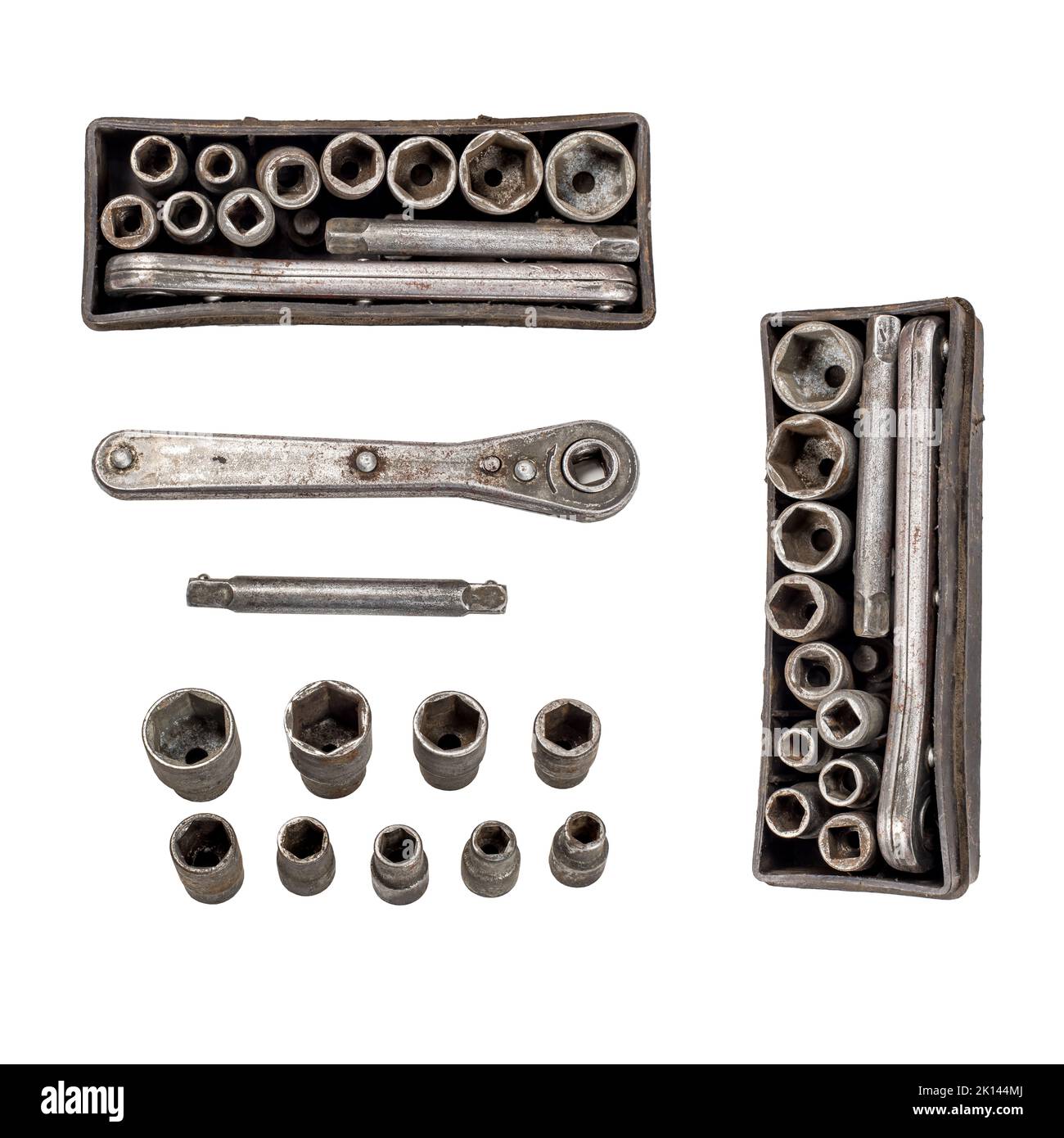 Old wrenches and ratchet isolated on white background Stock Photo Alamy