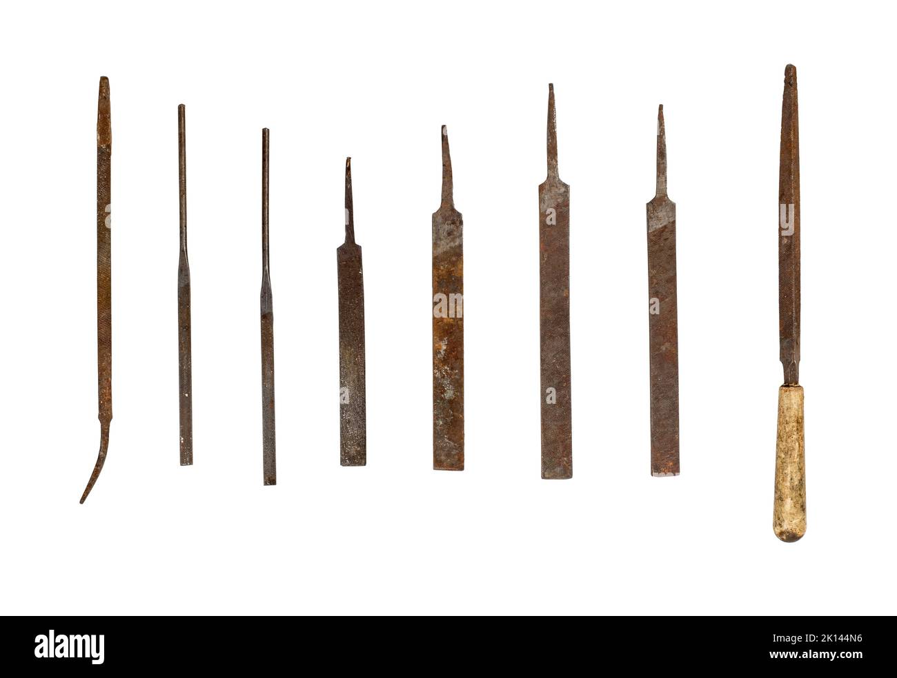 Collection of used file tools isolated on white background Stock Photo Alamy