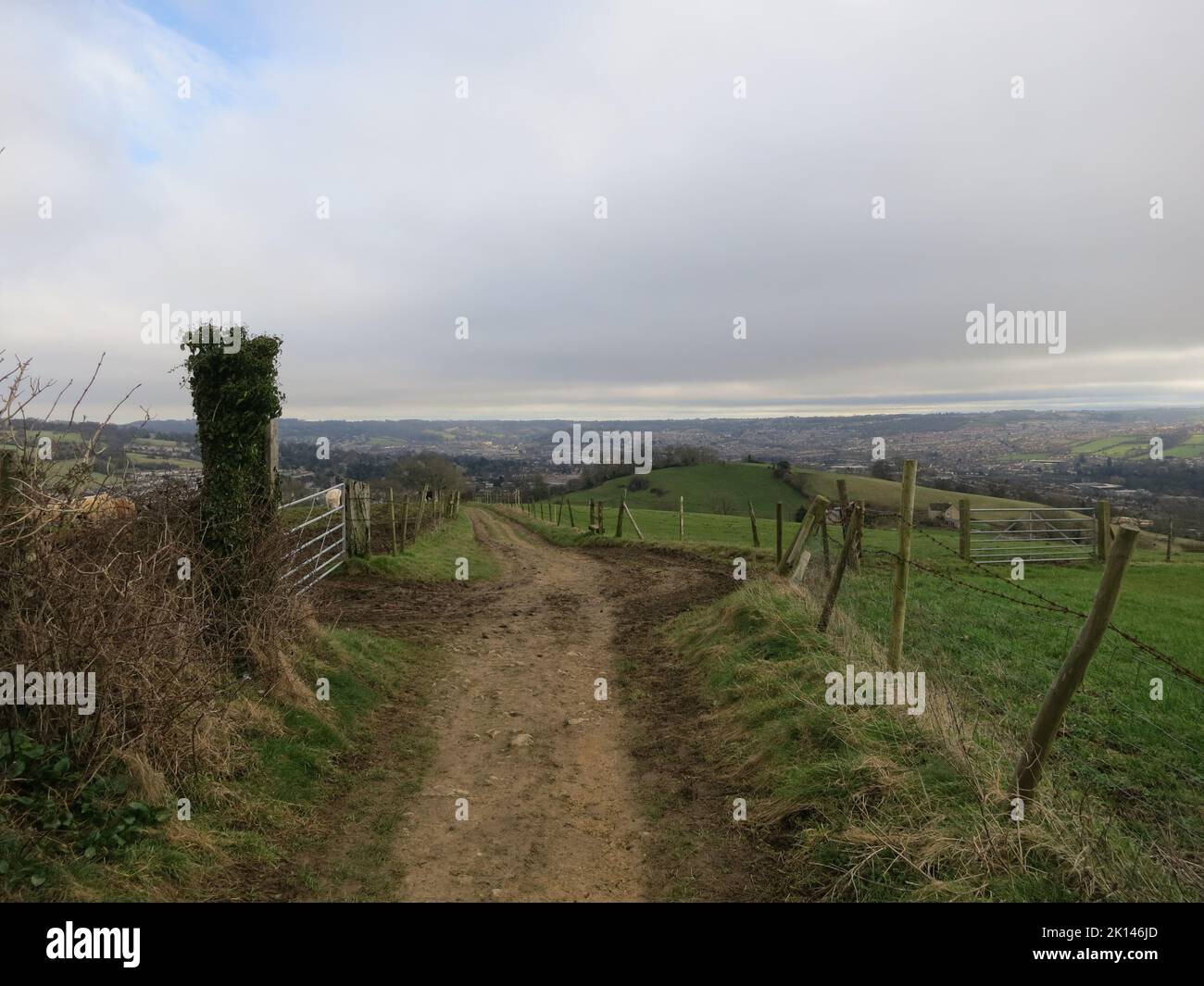 Cotswold Way long distance footpath National Trail. The Cotswolds AONB. South west England. UK