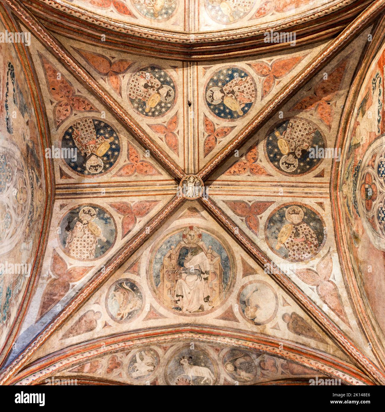 Interior and ceiling of the Jacobins Convent in Toulouse, Occitanie, France Stock Photo