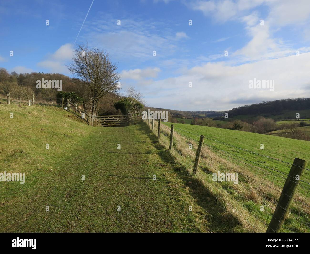 Cotswold Way long distance footpath National Trail. The Cotswolds AONB. South west England. UK