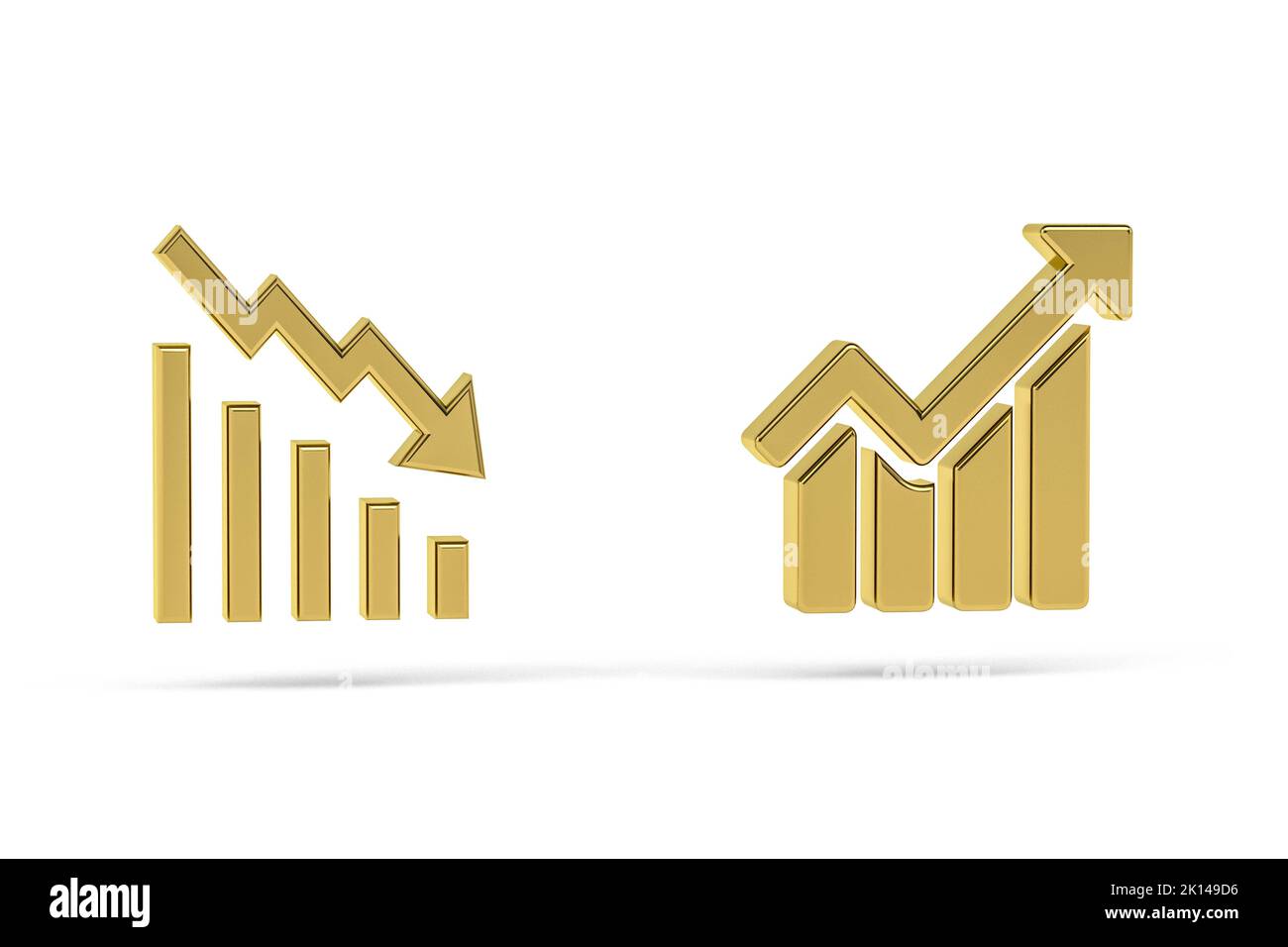 Golden 3d chart icon isolated on white background - 3D render Stock ...