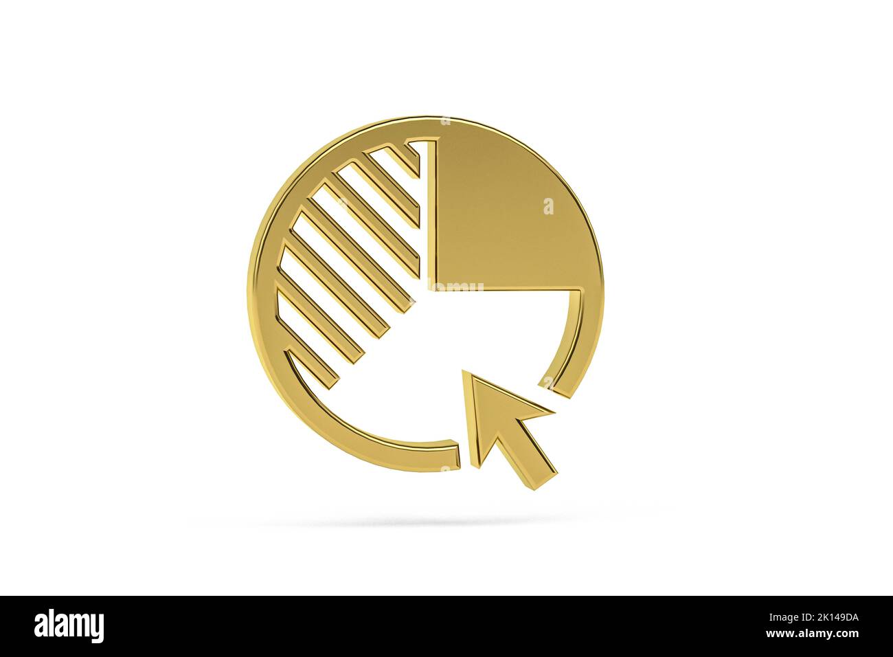 Golden 3d chart icon isolated on white background - 3D render Stock ...