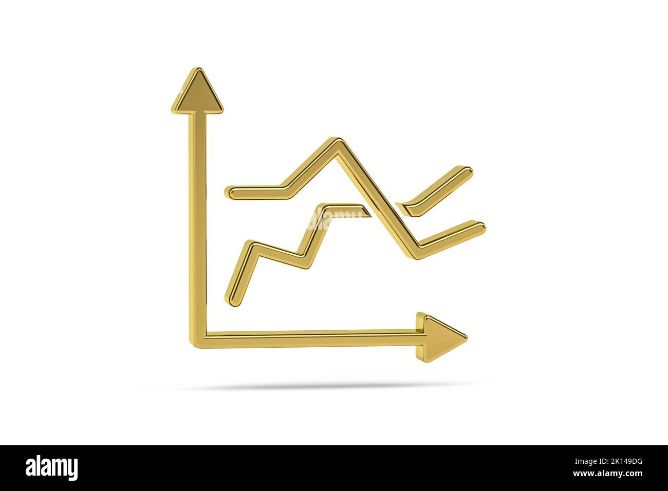 Golden 3d chart icon isolated on white background - 3D render Stock ...