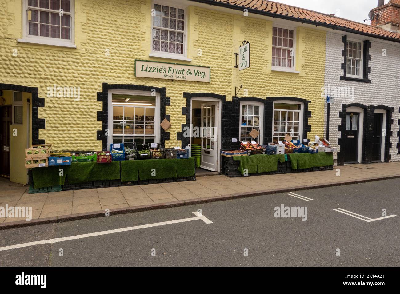 View of Lizzies Fruit and Vegetable shop in Cromer Norfolk Stock Photo