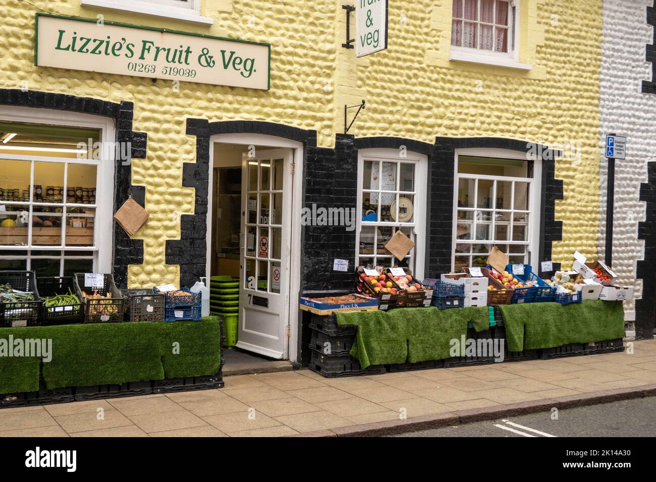 View of Lizzies Fruit and Vegetable shop in Cromer Norfolk Stock Photo