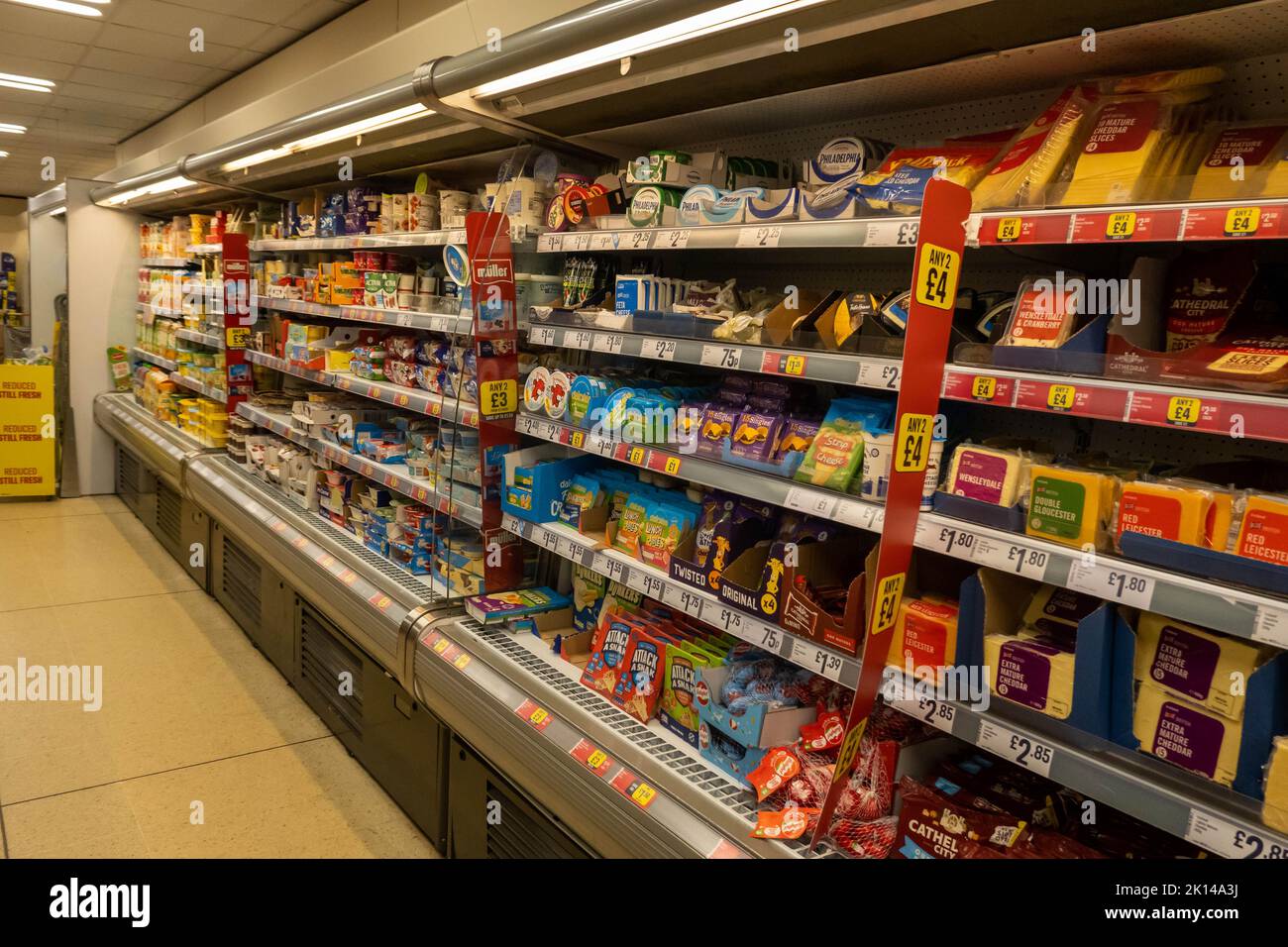 A view of Iceland supermarket isles at the cromer store. Stock Photo
