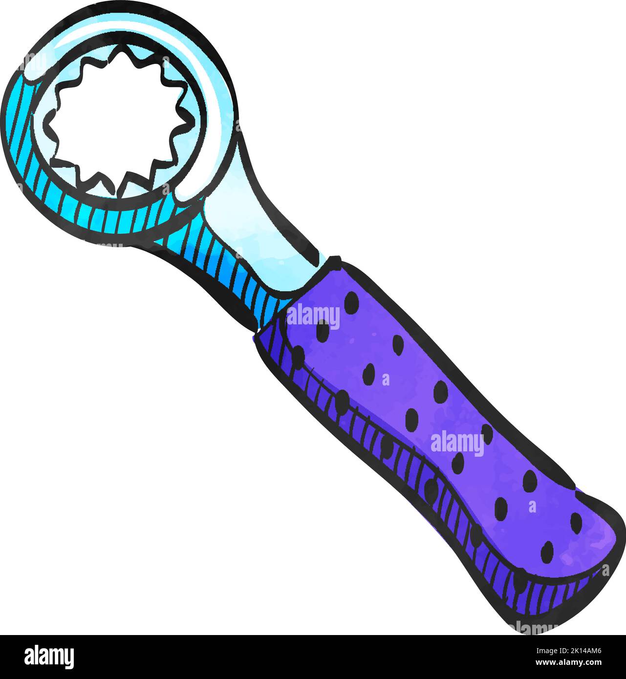Bicycle tools icon in watercolor style. Stock Vector