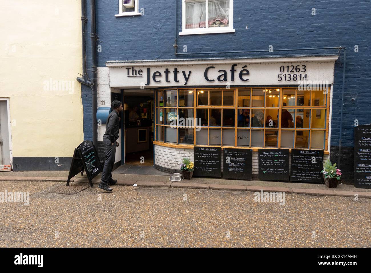 A view of the Jetty Cafe in Cromer Norfolk England Uk Stock Photo