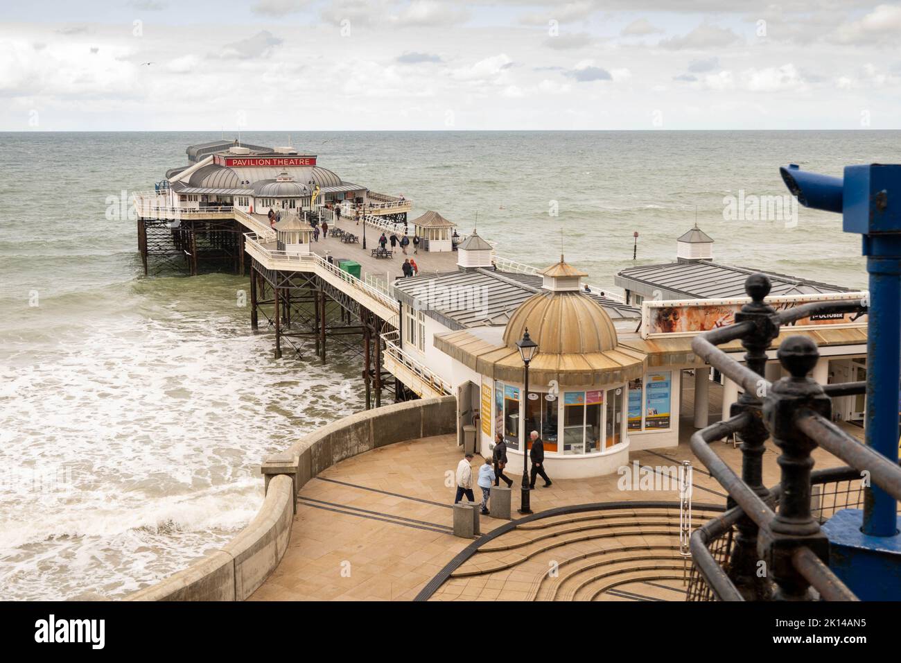 A view of the famous Cromer pier from the top of the cliffs walkway