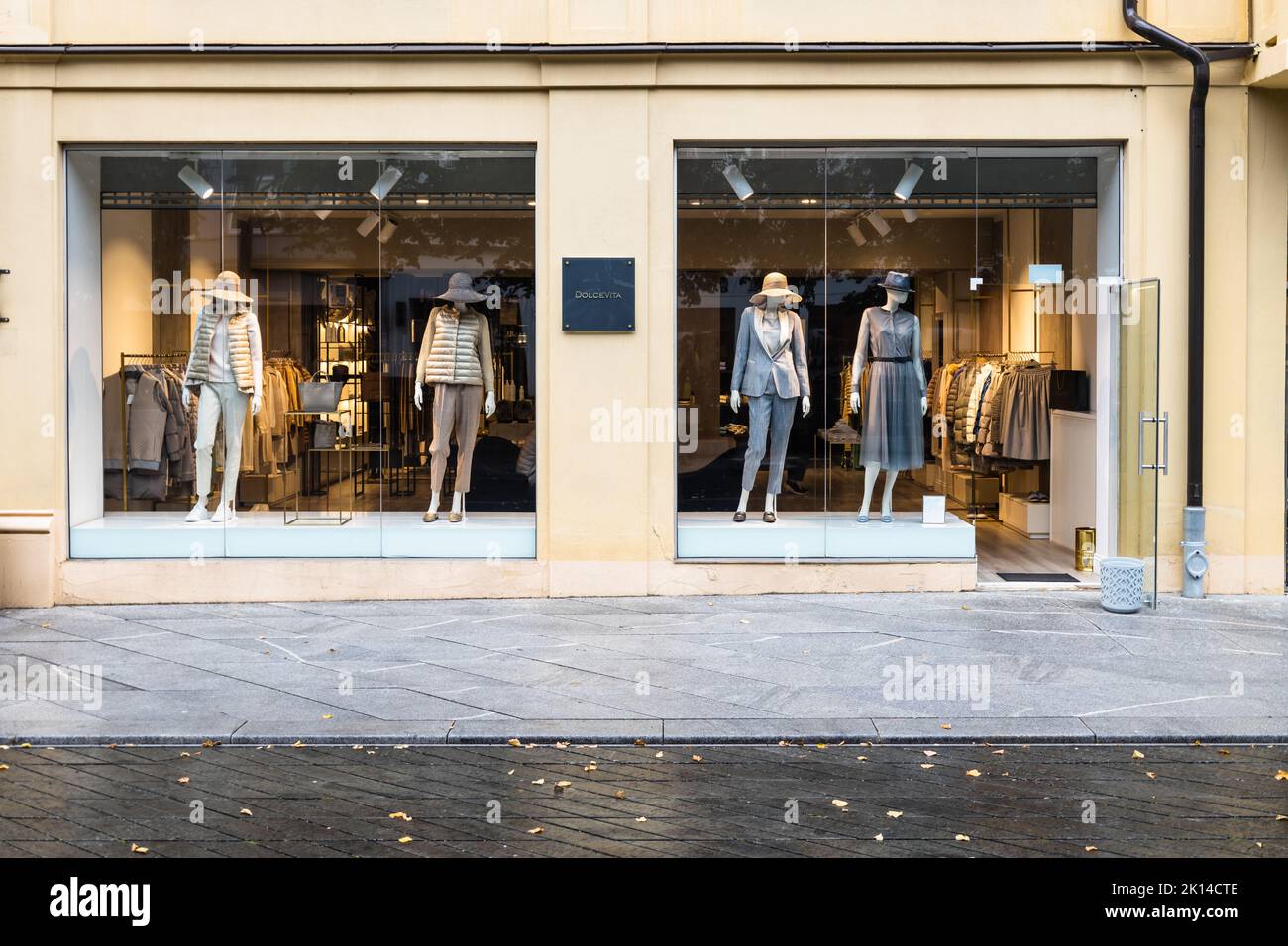 Luxury fashion clothing storefront. Kaunas, Lithuania, 7 September 2022 Stock Photo