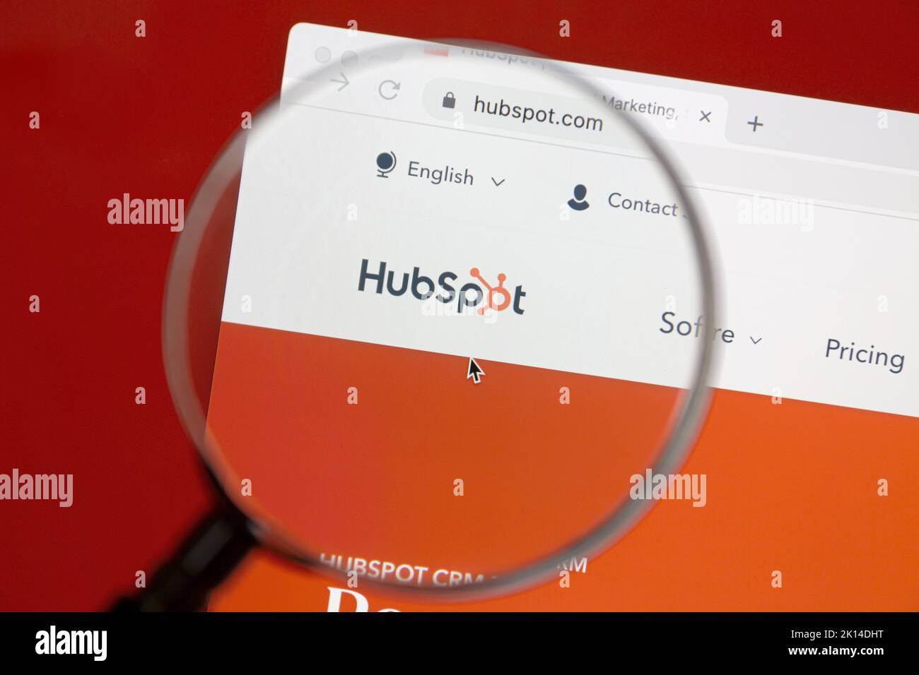 Ostersund, Sweden - June 29, 2022: Hubspot website on a computer screen. HubSpot is an American developer and marketer of software products. Stock Photo