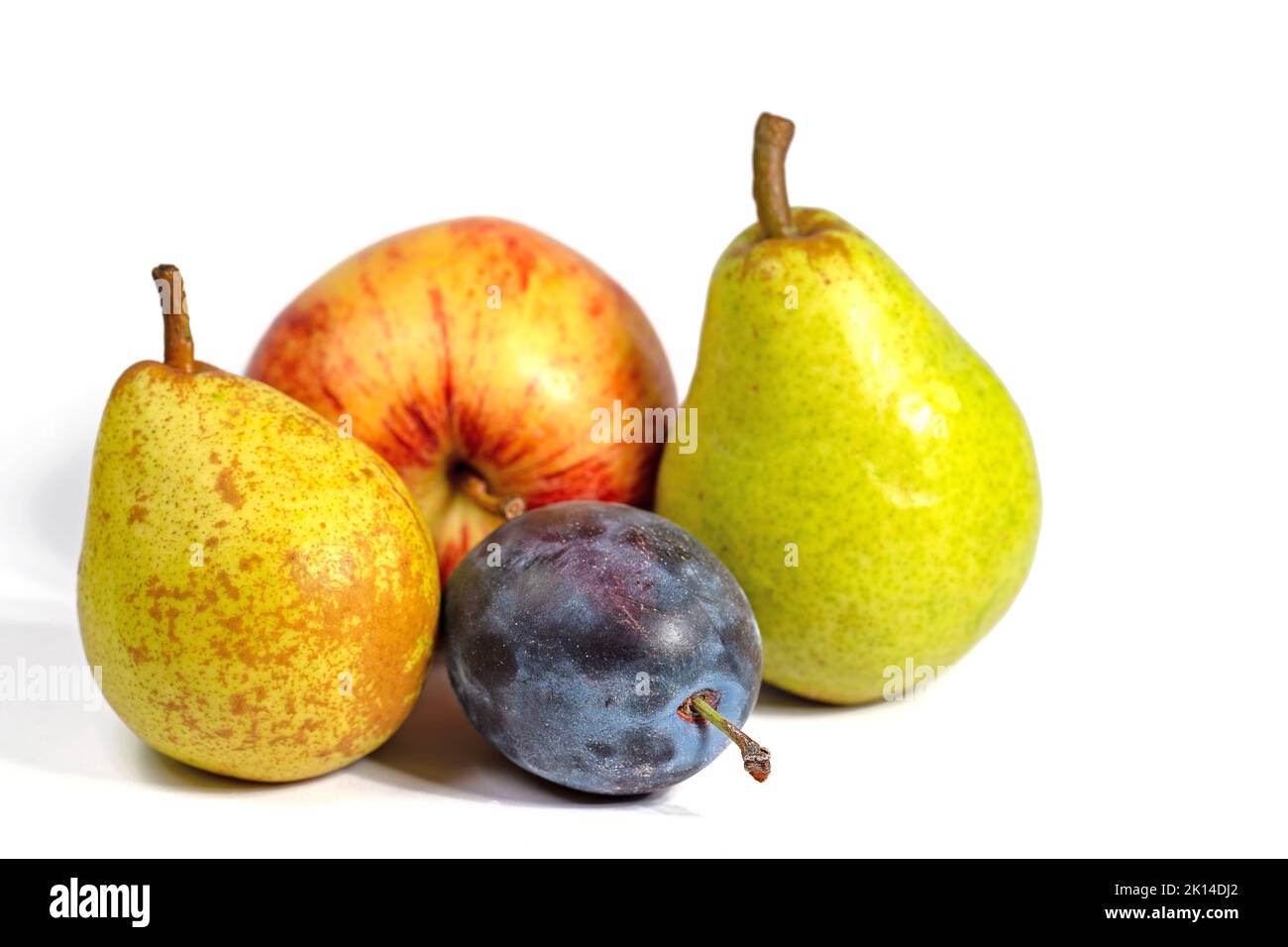 Various fruits against white background Stock Photo