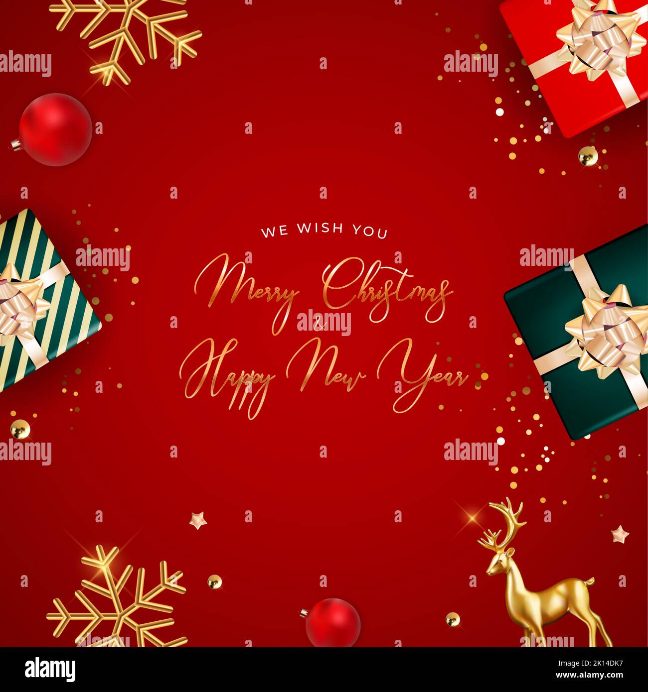 Greeting Card Merry Christmas & Happy New Year. Vector Illustration Stock Vector