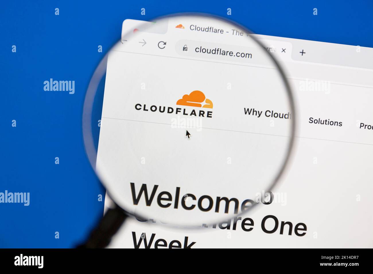 Ostersund, Sweden - June 20, 2022: Cloudflare homepage. Cloudflare is an American content delivery network and DDoS mitigation company, Stock Photo