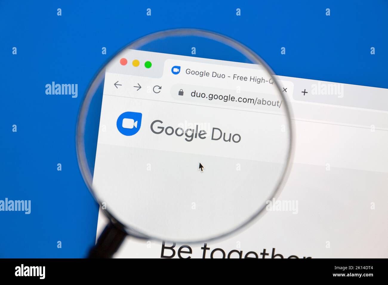 Ostersund, Sweden - June 29, 2022: Google Duo website. Google Duo is a video chat mobile app developed by Google. Stock Photo