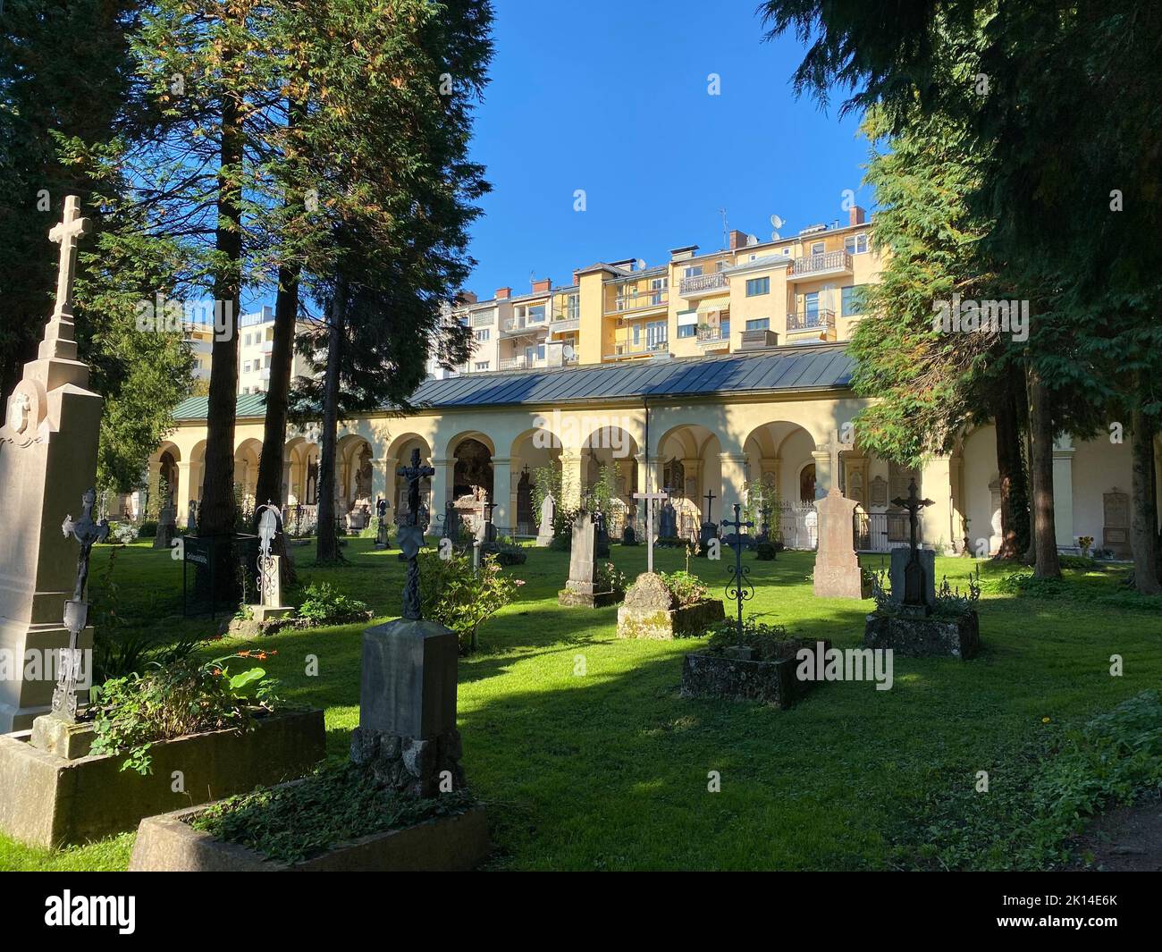 Cemetery Sankt Sebastian In The Middle Of Salzburg Stock Photo