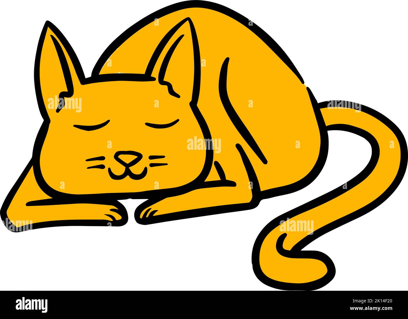 Color hand drawn sleeping cat Stock Vector