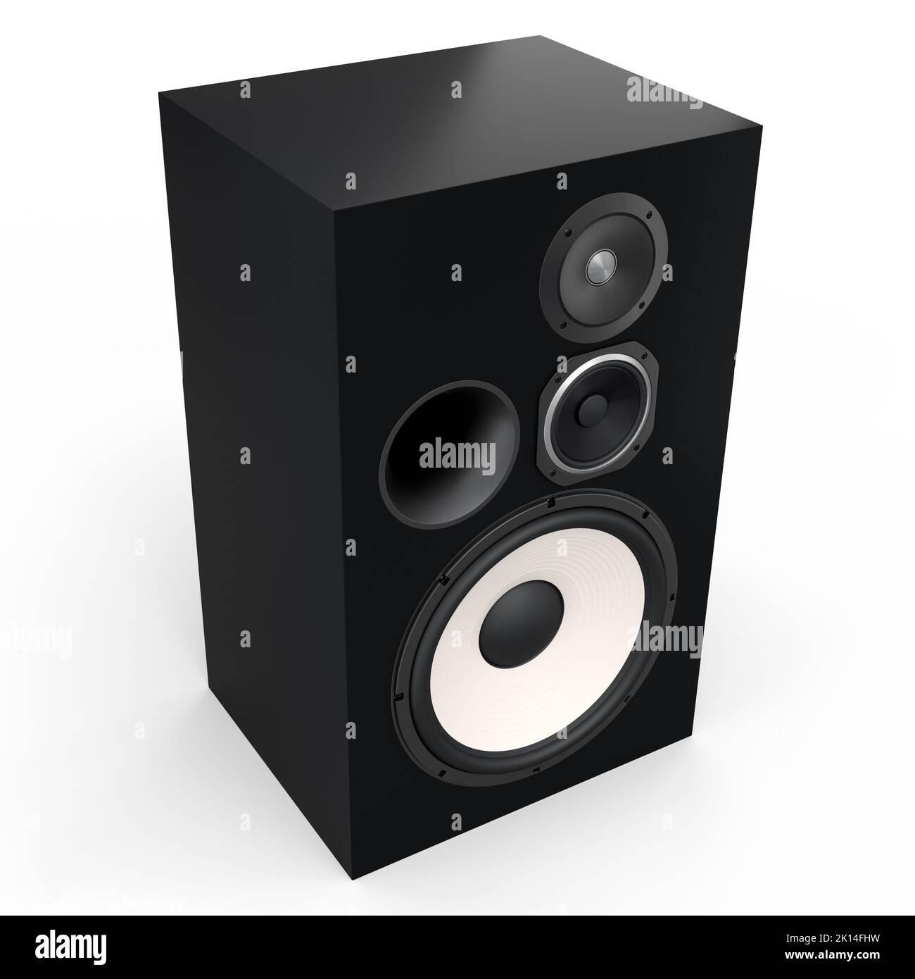 Hifi speakers with loudspeakers isolated on white background. 3d