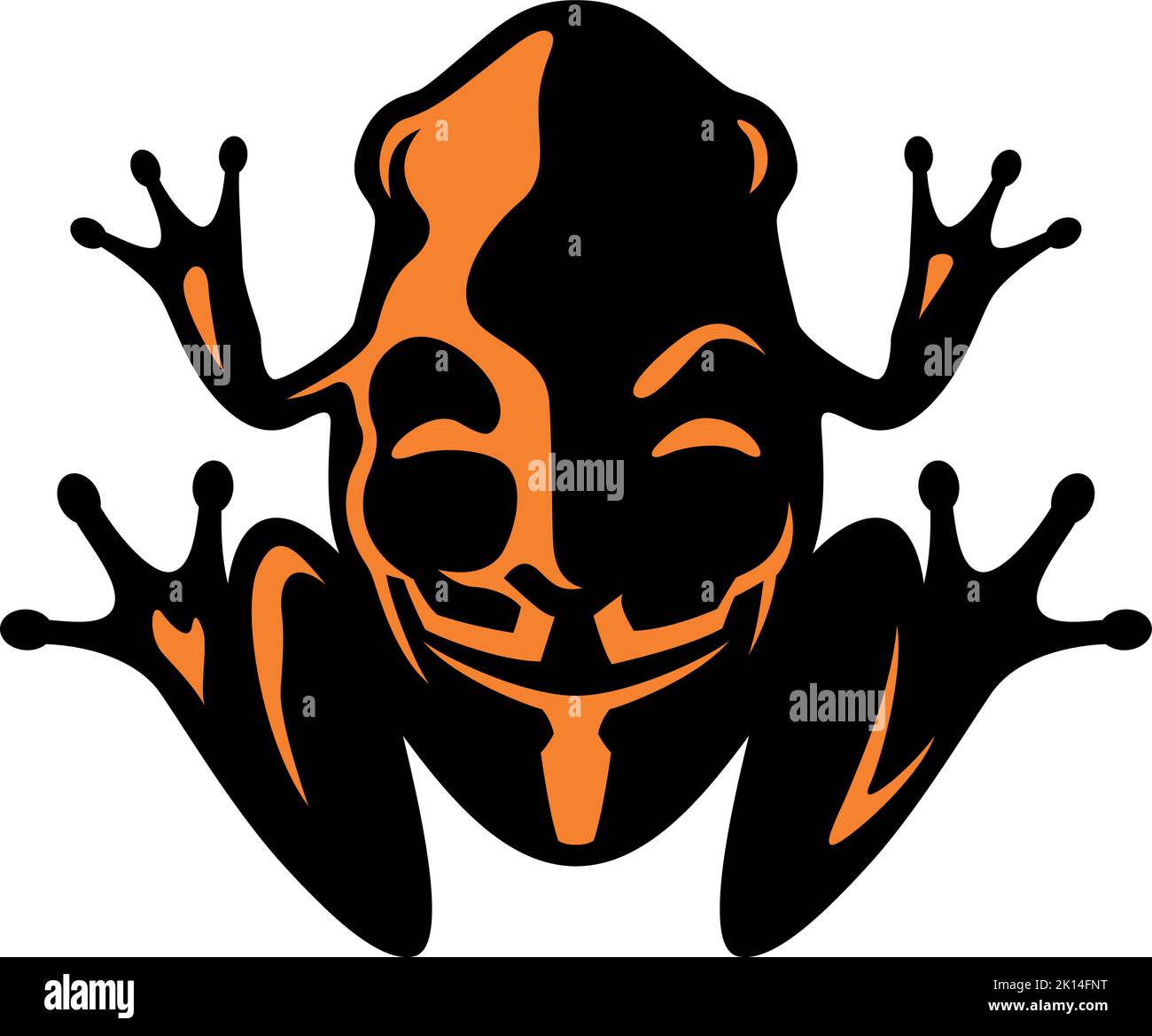 Silhouette of Frog with Anonymous Mask on its Back Stock Vector