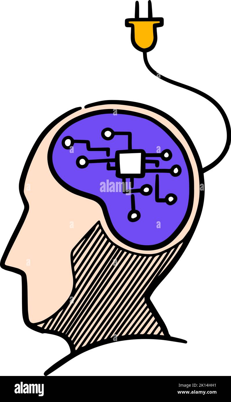 Color artificial intelligence concept icon drawing Stock Vector Image ...