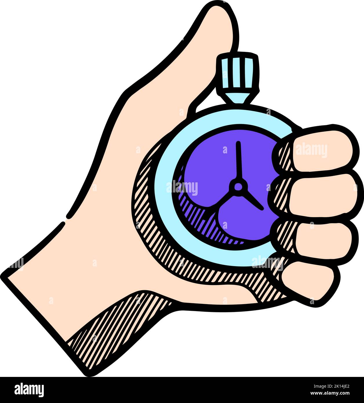 Color hand holding stopwatch icon Stock Vector