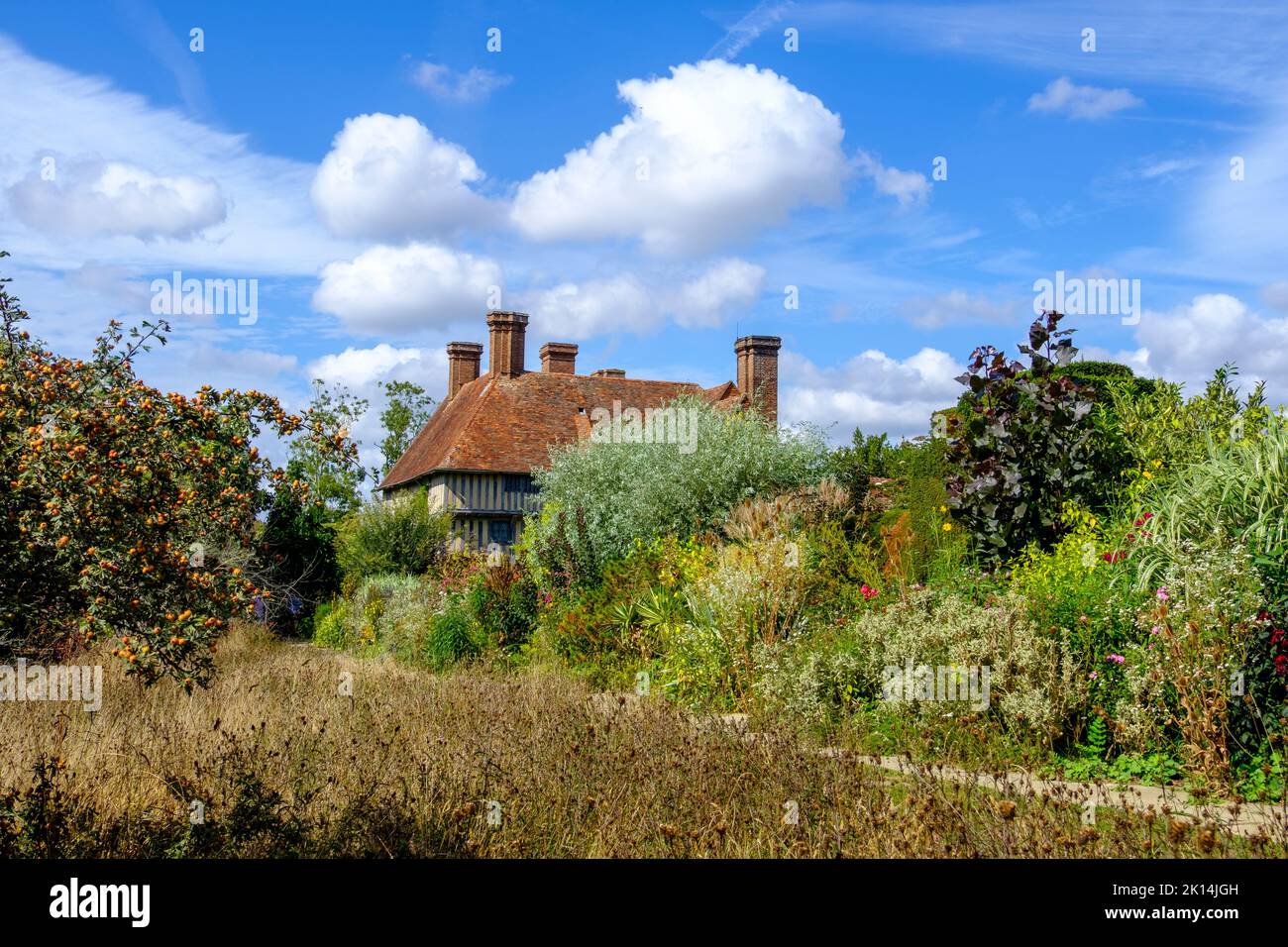 Great Dixter in early autumn after the dry summer 2020, Northiam, East Sussex, UK Stock Photo