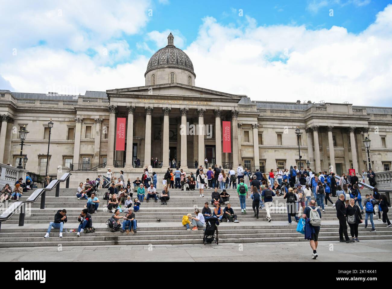 Trafalgar Square London UK - The National Portrait Gallery in Trafalgar Square London UK Stock Photo
