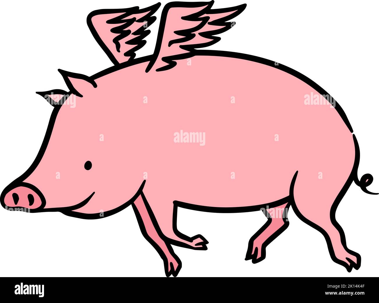 Color hand drawn flying pig Stock Vector Image & Art Alamy