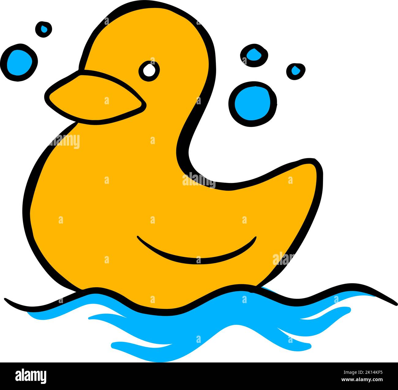 Color hand drawn rubber duck bath toy Stock Vector