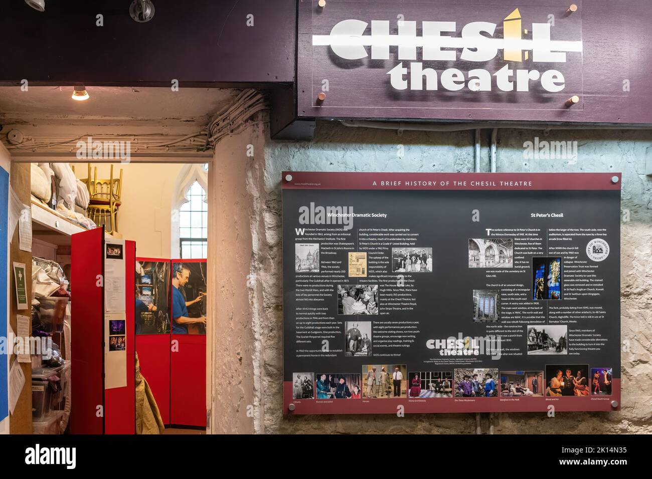 Chesil Theatre, a small theatre in the former 12th century church of St Peter Chesil, a listed building in Winchester, Hampshire, UK Stock Photo