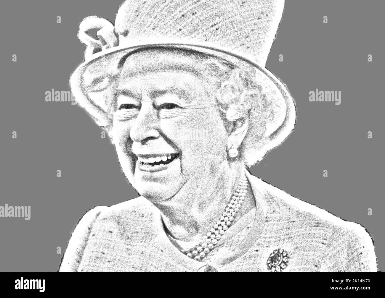 Queen Elizabeth pencil sketch art photo Stock Photo