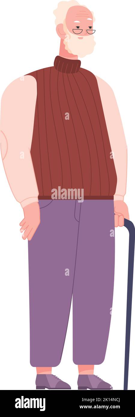 Bearded old man stick Stock Vector Images - Alamy