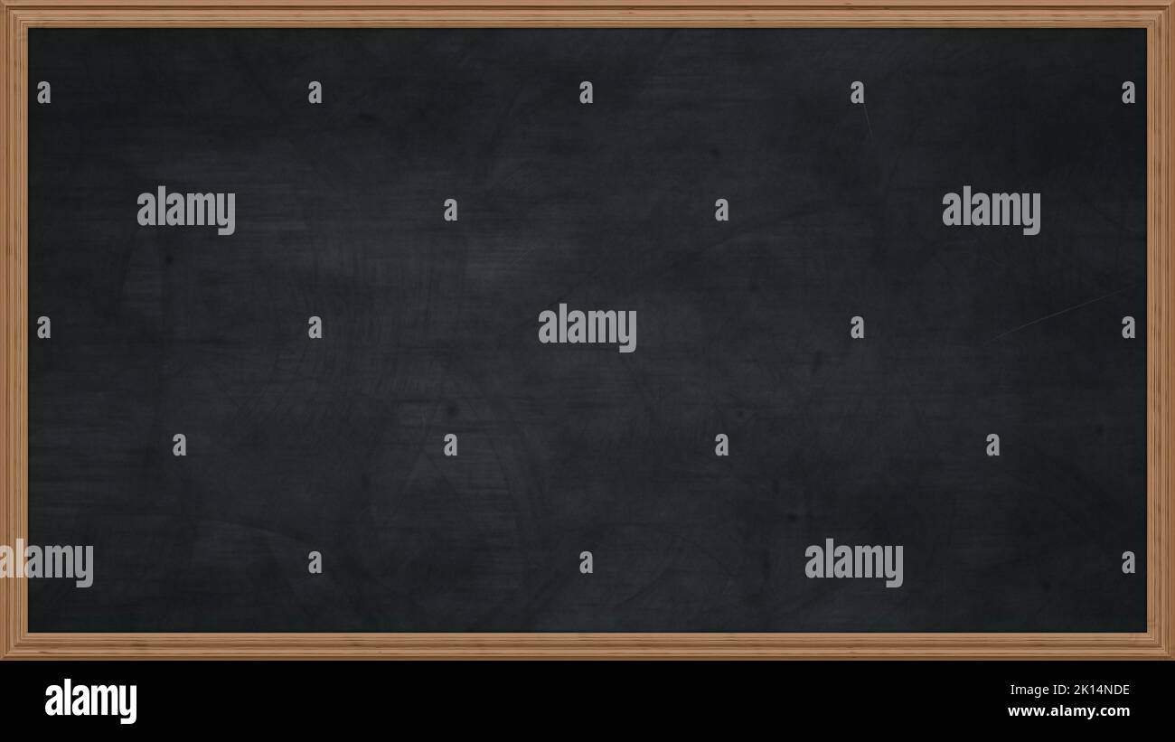 Empty chalkboard background with wooden frame. Dirty erased chalk
