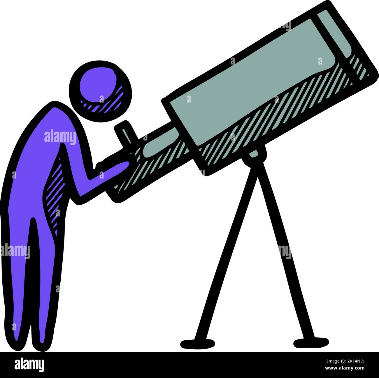 Color telescope icon in doodle sketch lines Stock Vector Image & Art ...