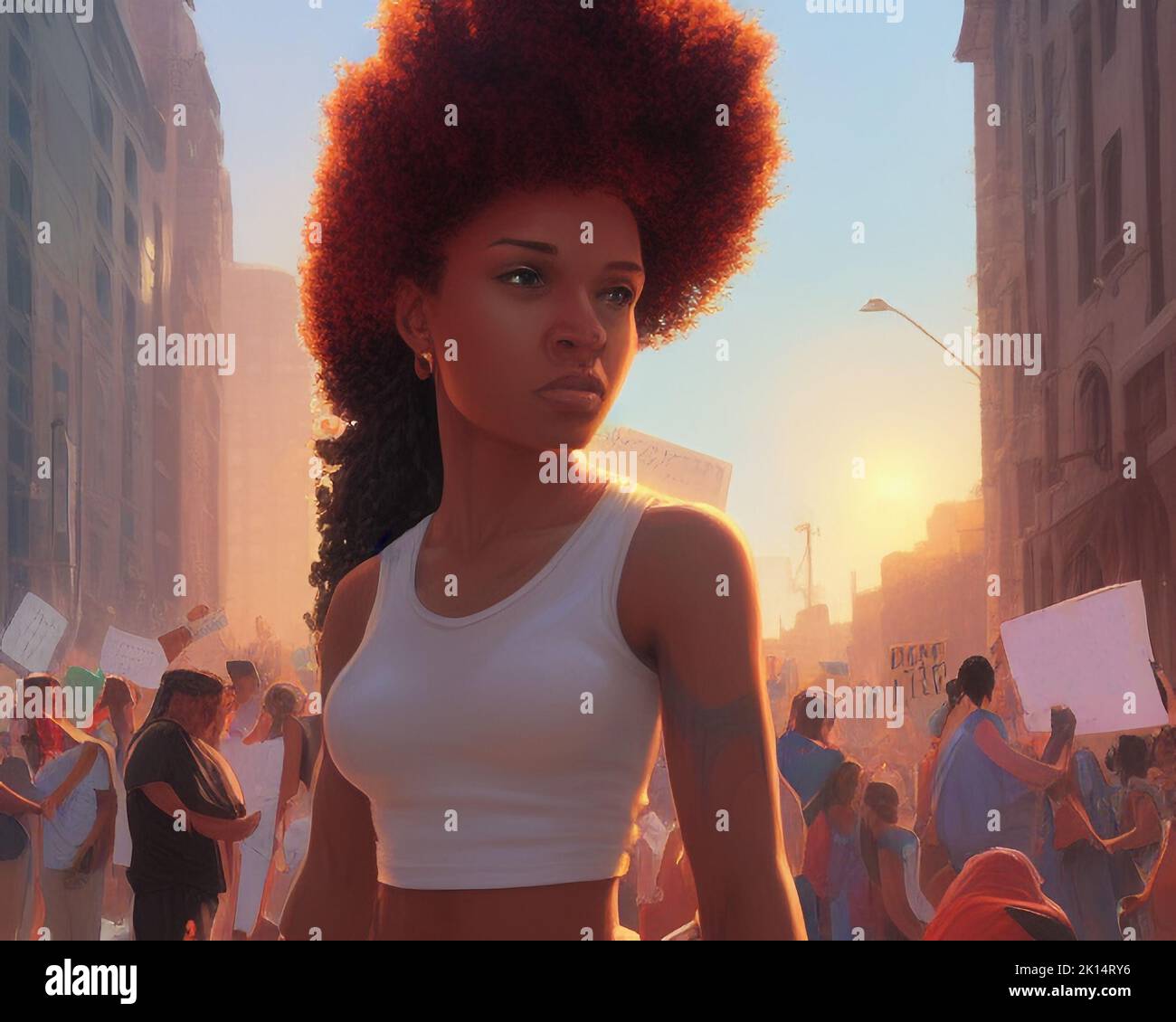 Woman Rioting Drawing An illustration of a young woman at a protest Stock Photo - Alamy