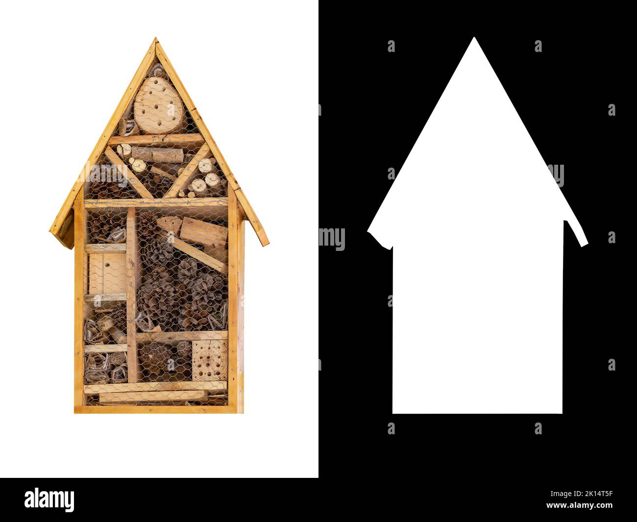 Insect hotel. This insect hotel is a tool for integrated pest control. With it, shelter is given to species, necessary for agriculture and ecosystems Stock Photo