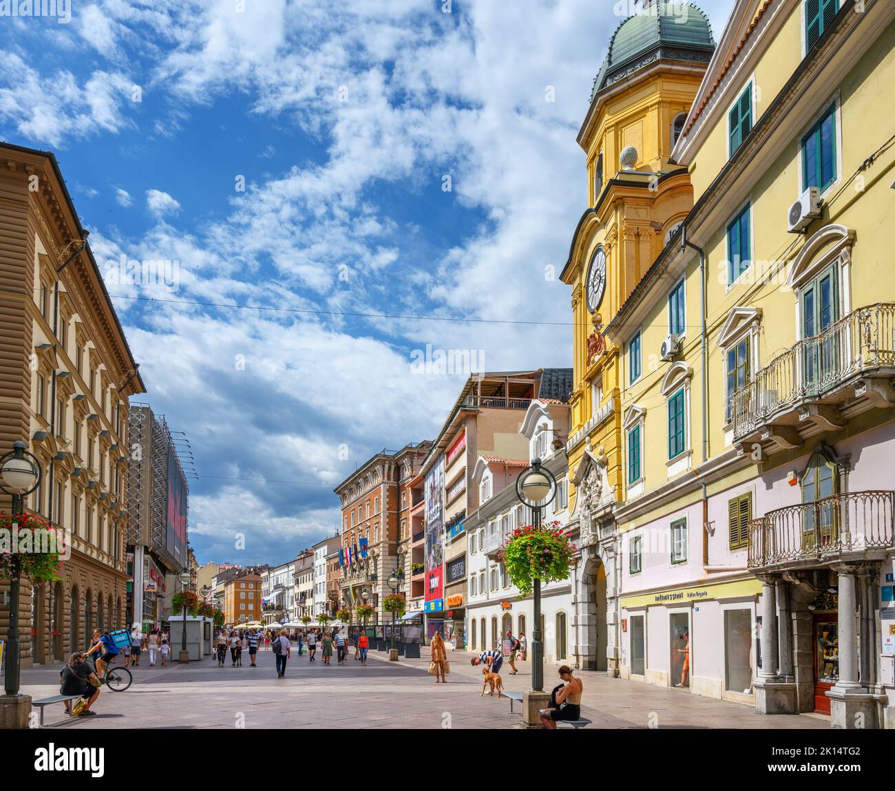 View down the main street, Korzo, Rijeka, Croatia Stock Photo